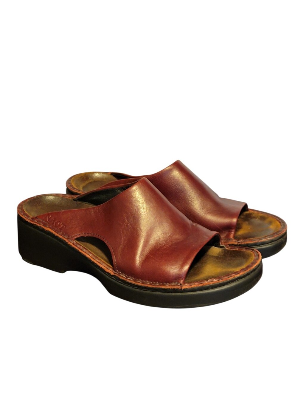 NAOT Rome Slip On Leather Sandals Red Pepper Womens Size 37 US 6-6.5